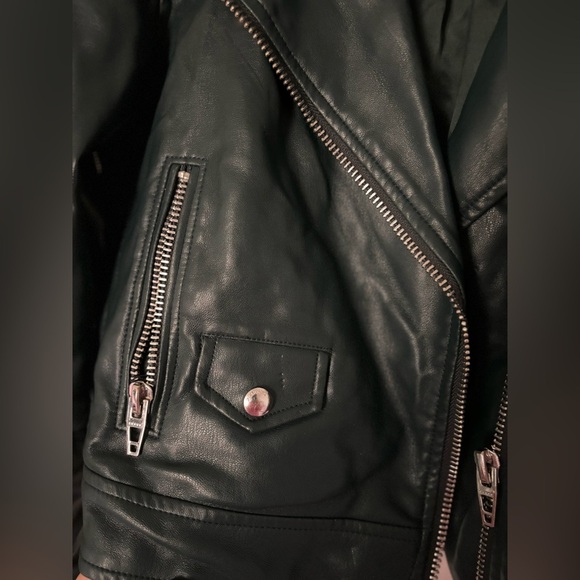 Blank NYC Teal Moto Jacket Jade Green Motorcycle Size Small wear on neck - Picture 5 of 5